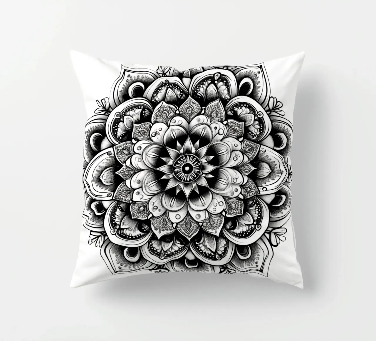 Mandala in bianco e nero cuscino da Spiritual Touch