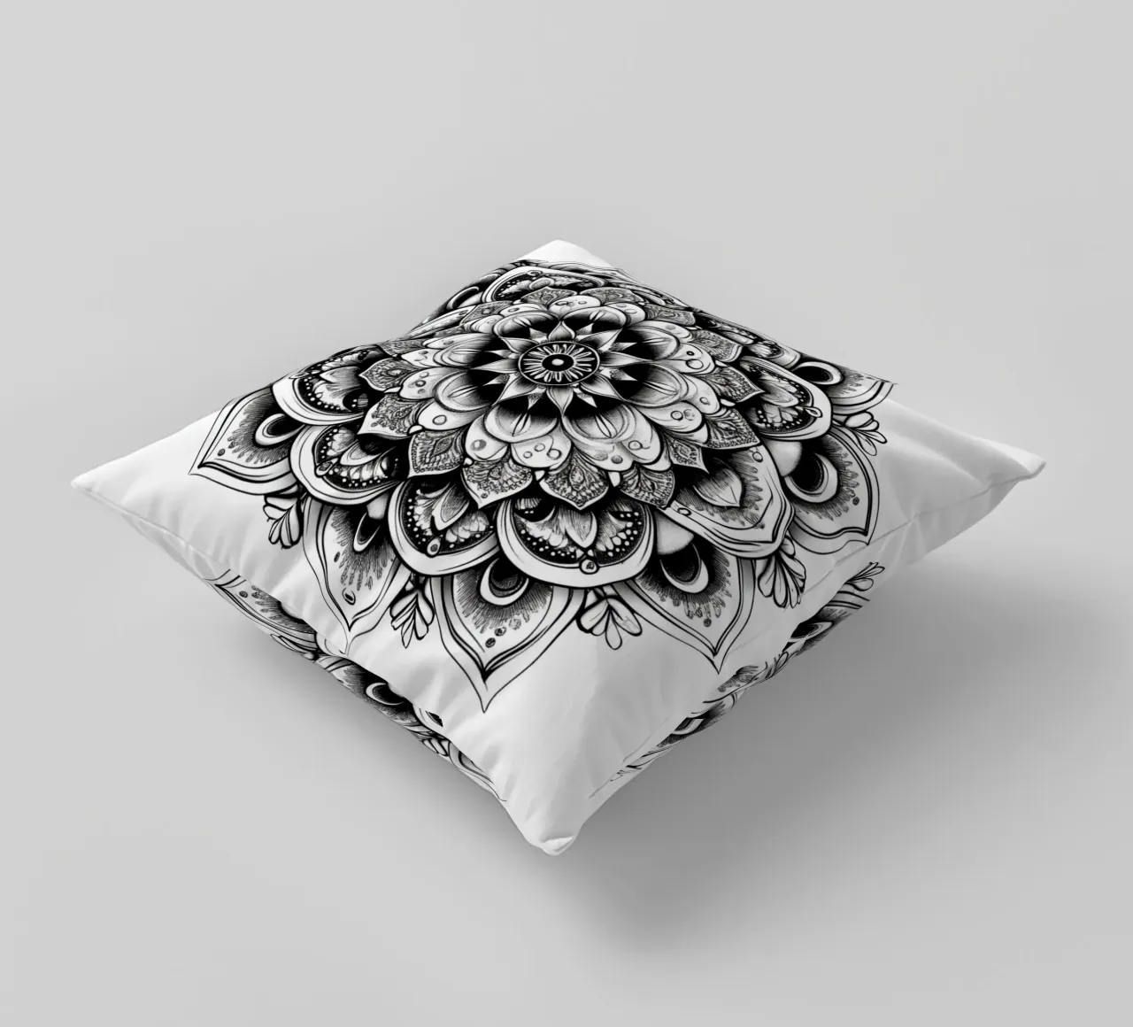 Mandala in bianco e nero cuscino da Spiritual Touch