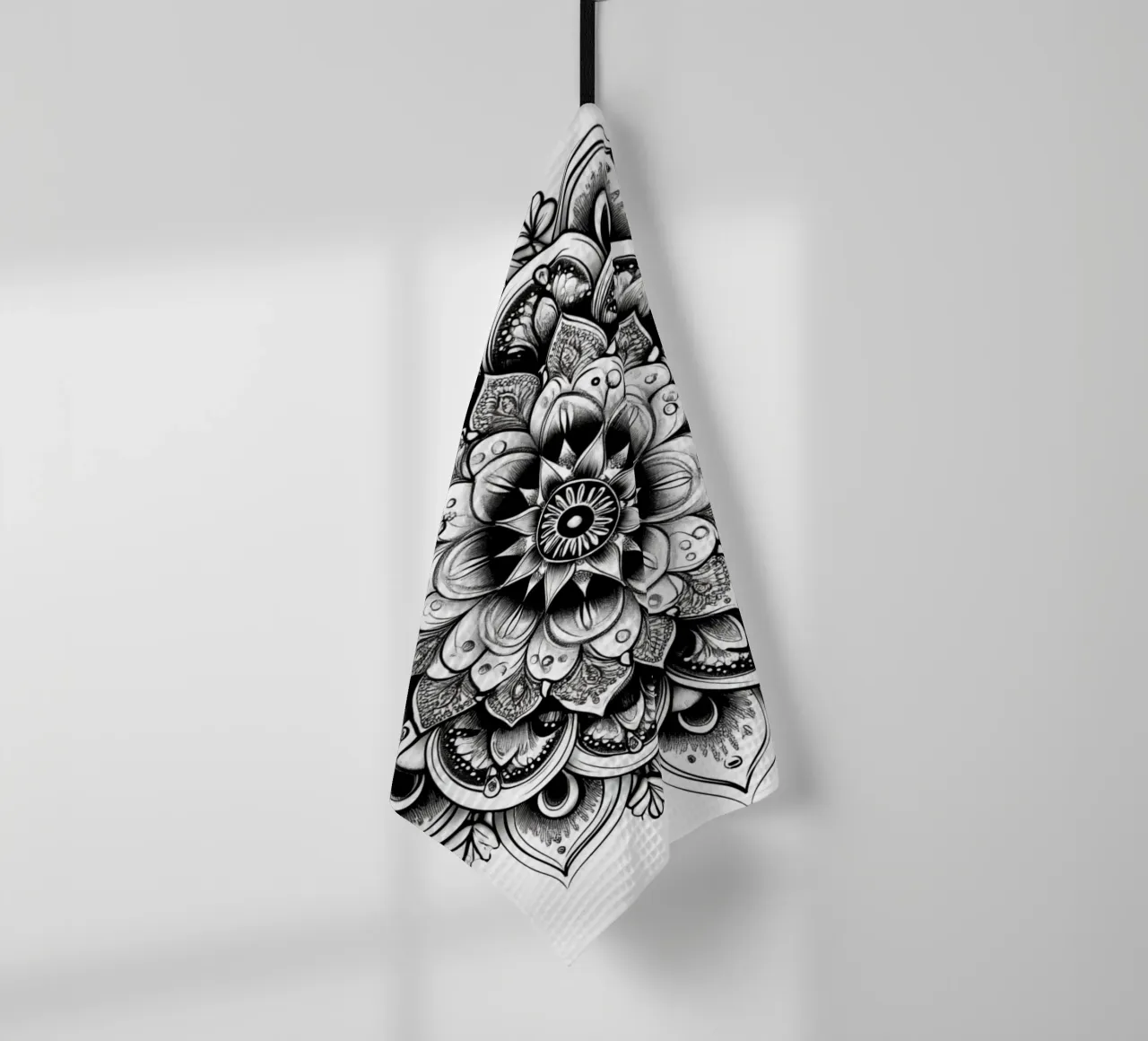 Mandala in bianco e nero canovaccio da cucina da Spiritual Touch