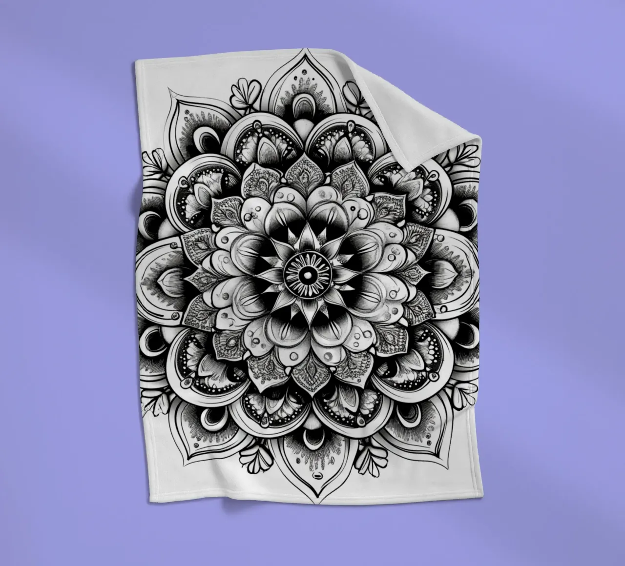 Mandala in bianco e nero coperta in pile da Spiritual Touch