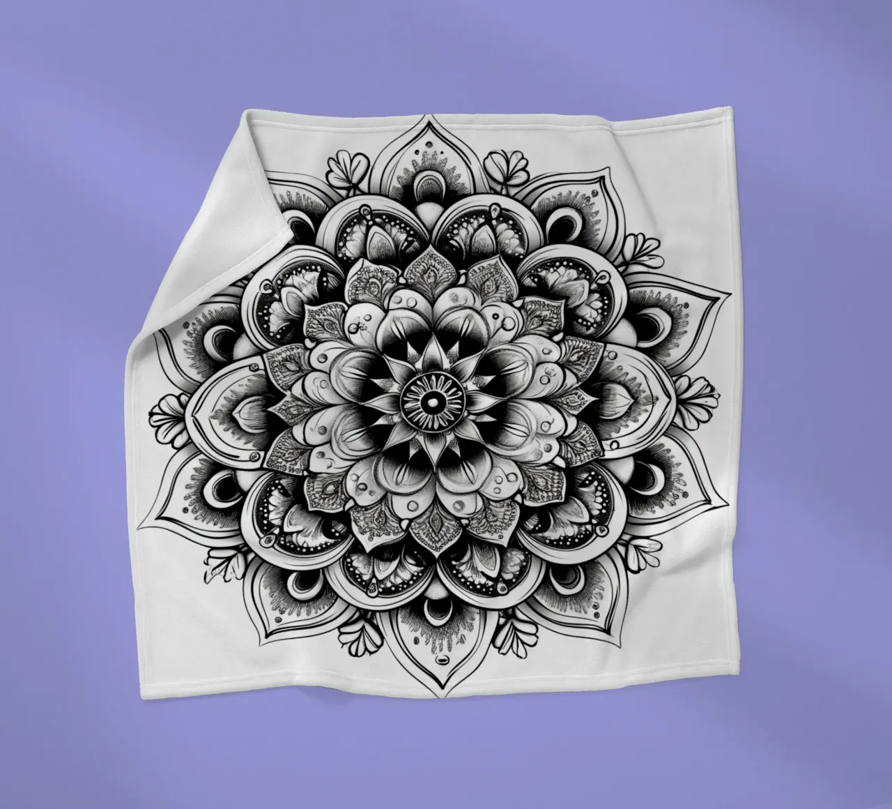 Mandala in bianco e nero coperta in pile da Spiritual Touch