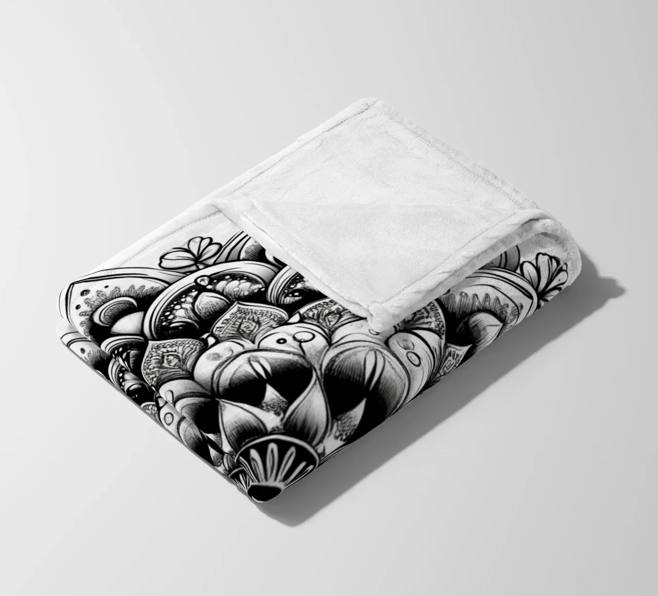 Mandala in bianco e nero coperta in pile da Spiritual Touch