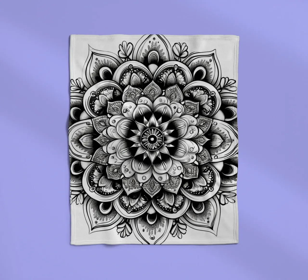 Mandala in bianco e nero coperta in pile da Spiritual Touch