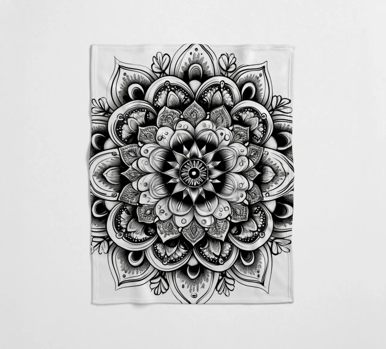 Mandala in bianco e nero coperta in pile da Spiritual Touch