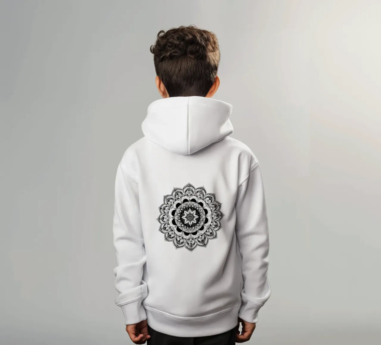 Mandala in bianco e nero felpa bambino con cappuccio da Spiritual Touch