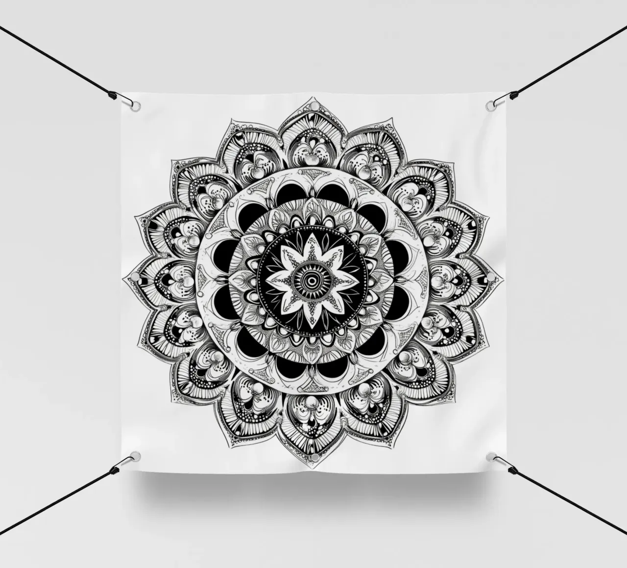 Mandala in bianco e nero telo in pvc da Spiritual Touch