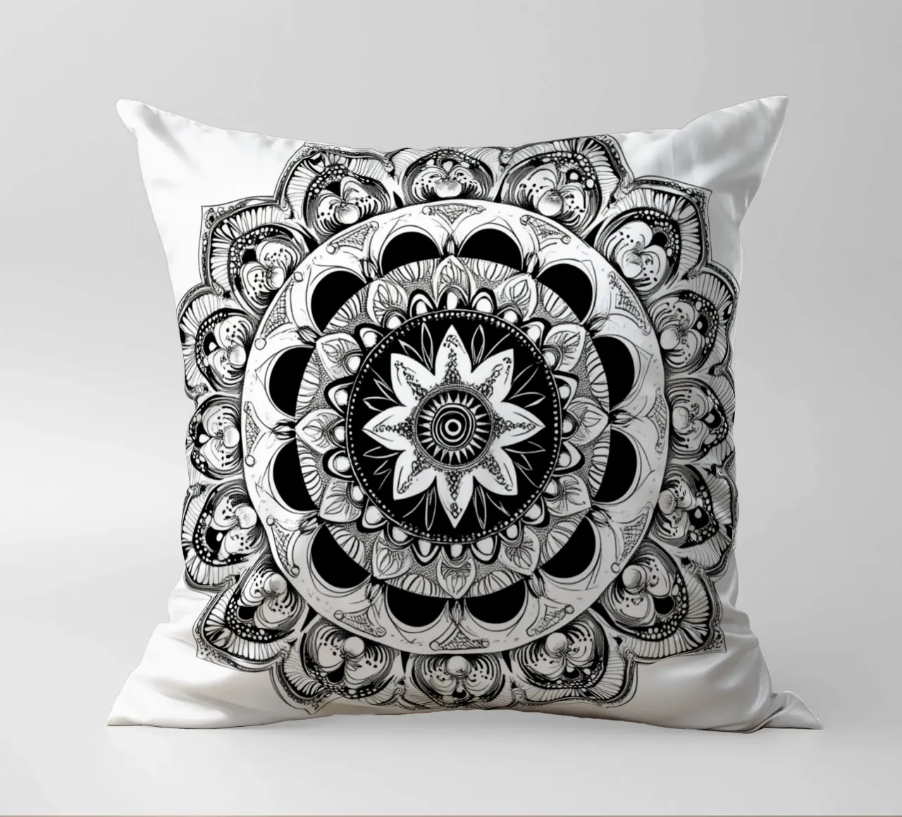 Mandala in bianco e nero cuscino da Spiritual Touch
