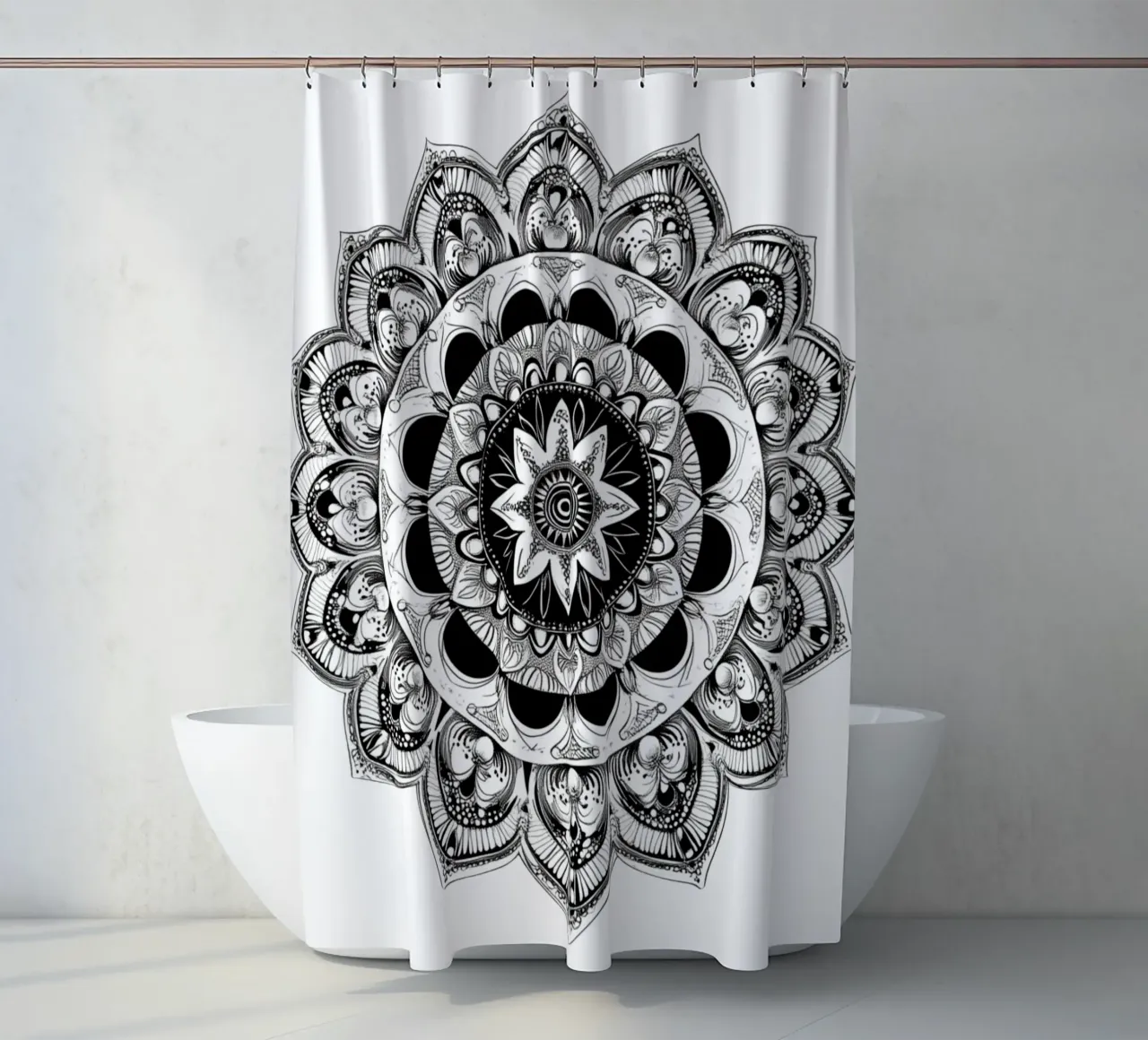 Mandala in bianco e nero tenda da doccia da Spiritual Touch