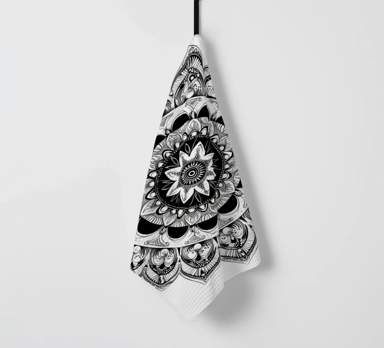 Mandala in bianco e nero canovaccio da cucina da Spiritual Touch