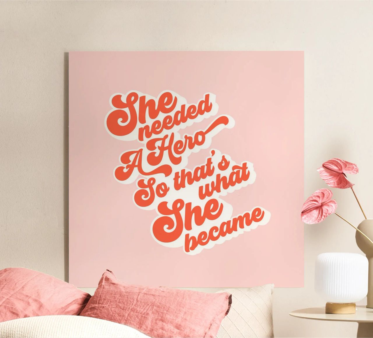 Ella necesitaba un héroe - Groovy Typographic Print metacrilato de Dominique Vari Words