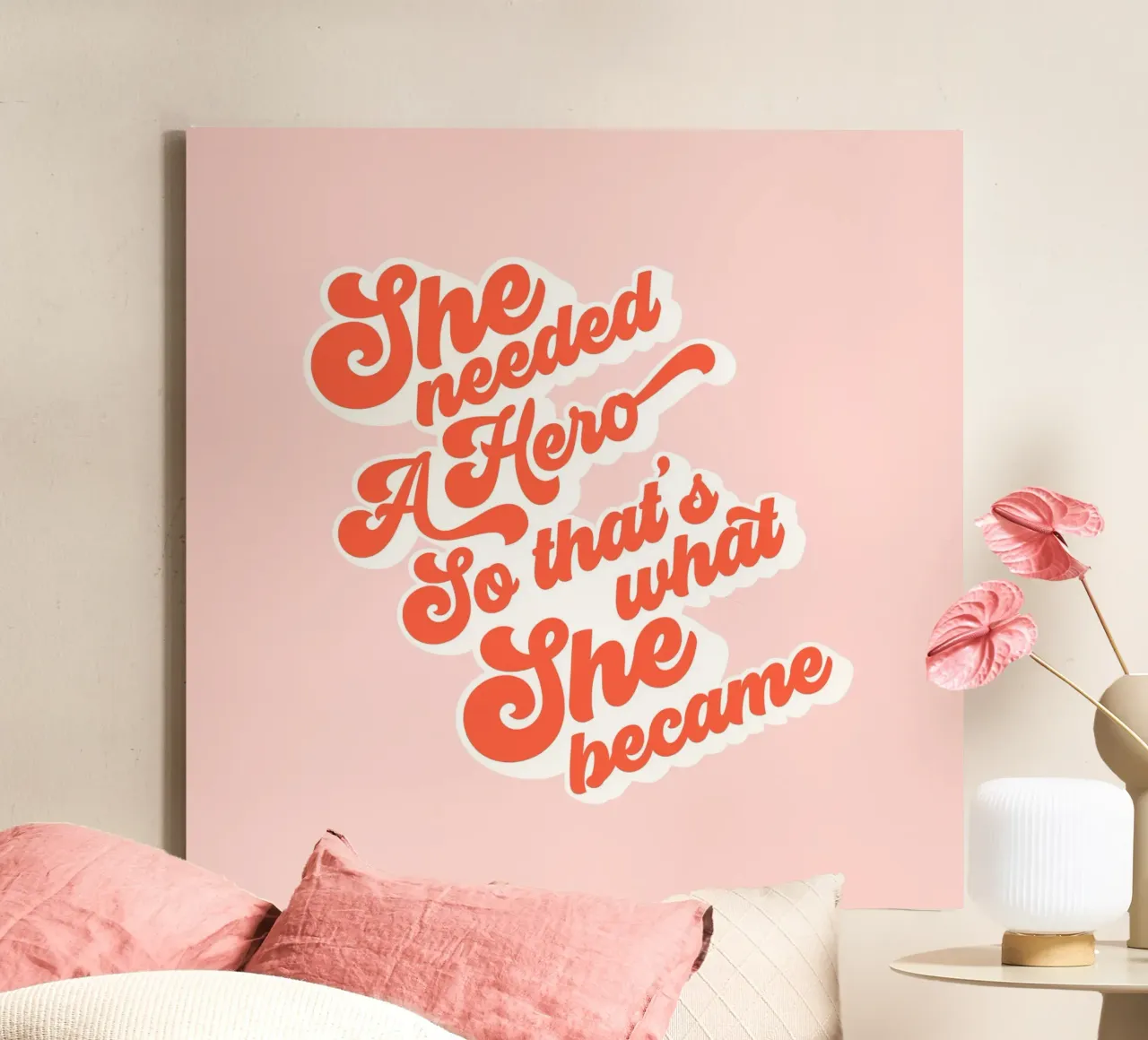 Sie brauchte einen Helden - Groovy Typographic Print Leinwand von Dominique Vari Words