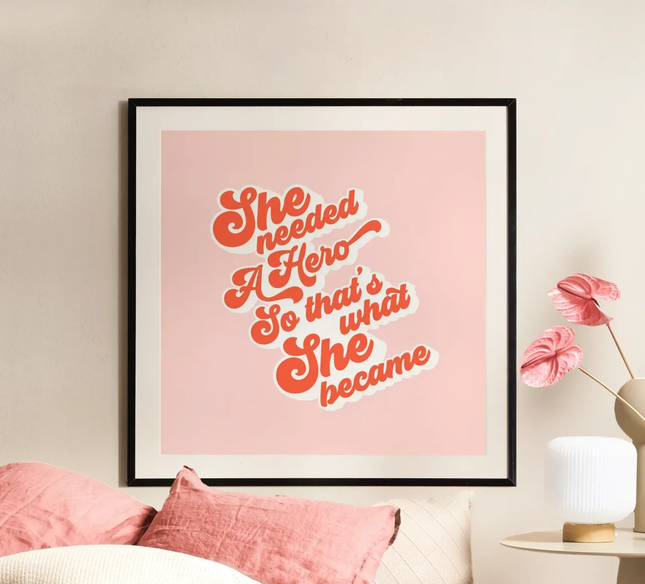 Elle avait besoin d'un héros - Groovy Typographic Print hahnemühle de Dominique Vari Words