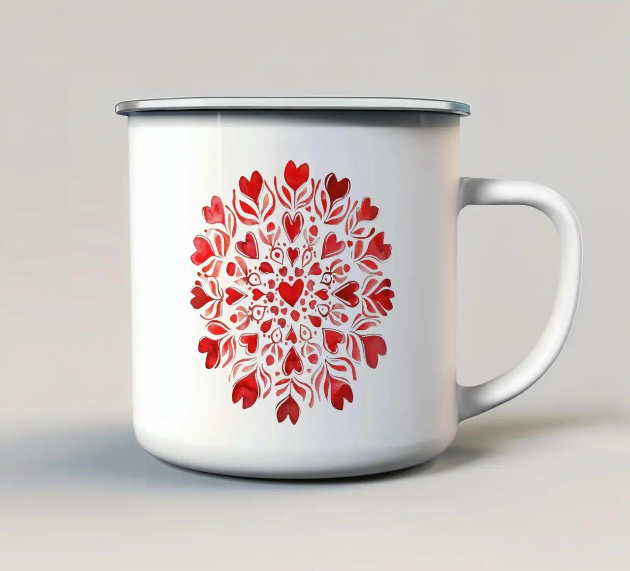 Mandala dell'amore ad acquerello tazza in smalto da Spiritual Touch