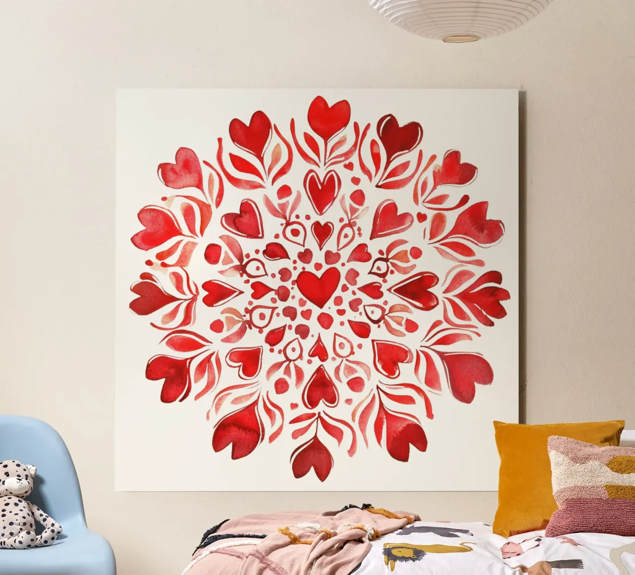 Mandala dell'amore ad acquerello alluminio dibond da Spiritual Touch