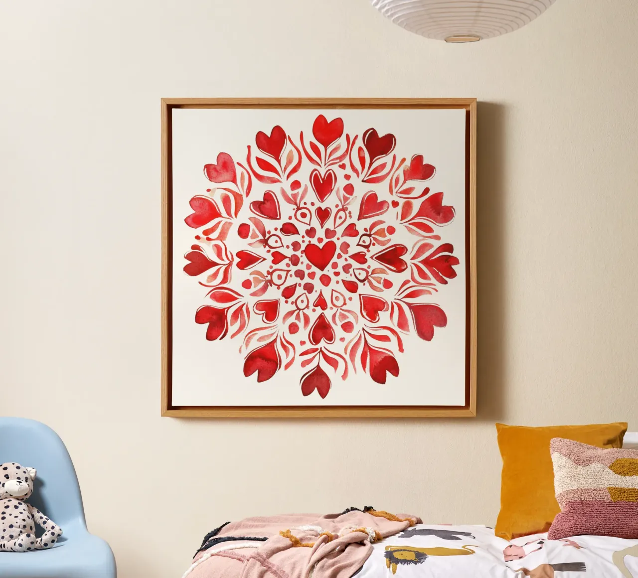 Mandala dell'amore ad acquerello tela con Cornice a cassetta da Spiritual Touch