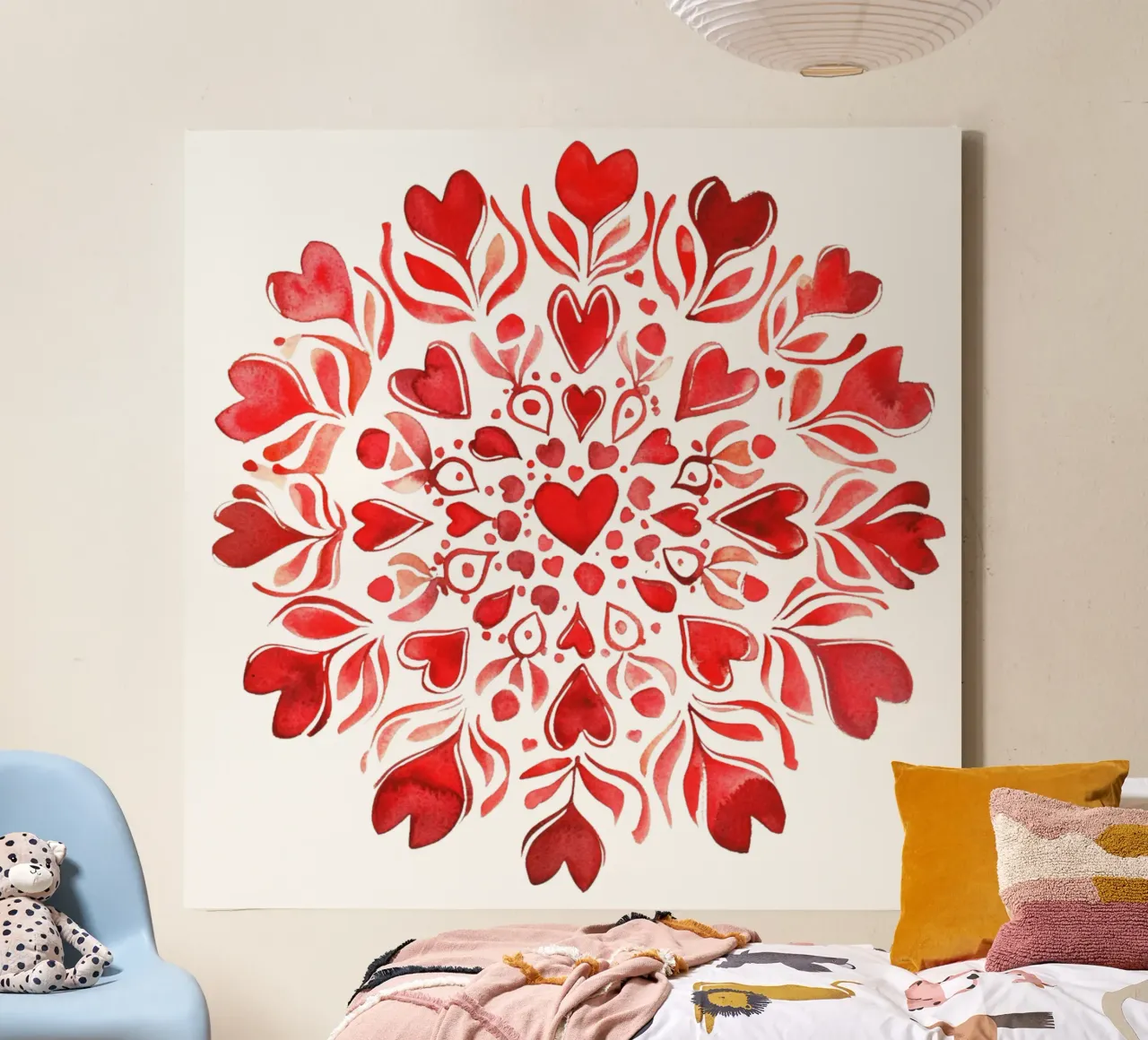 Mandala dell'amore ad acquerello tela con Cornice a cassetta da Spiritual Touch