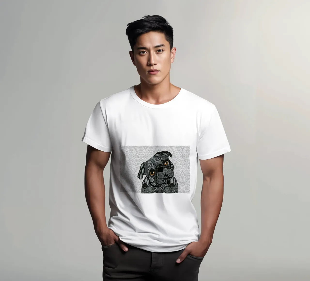Black Pug t-shirt da Angelika Parker
