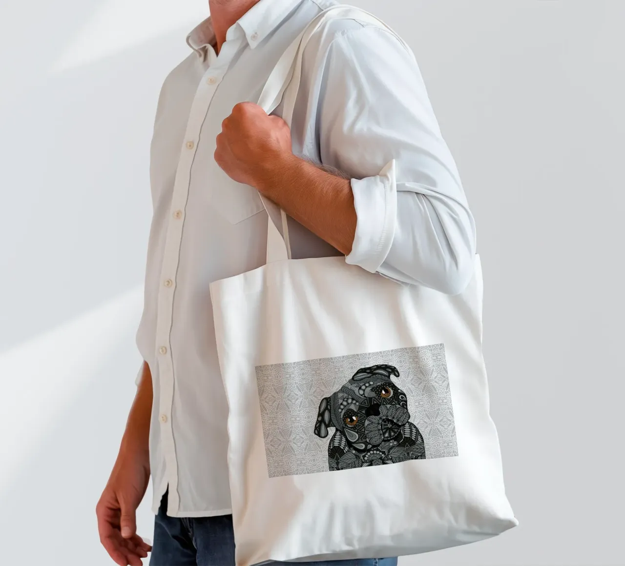 Black Pug tote bag de Angelika Parker