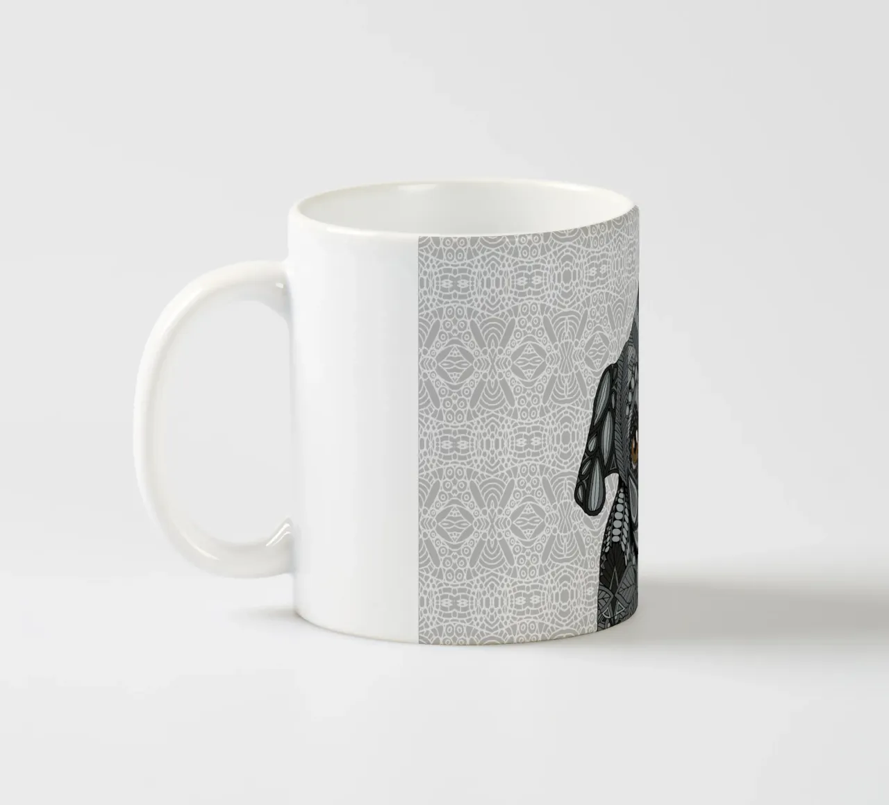 Black Pug tazza in ceramica da Angelika Parker