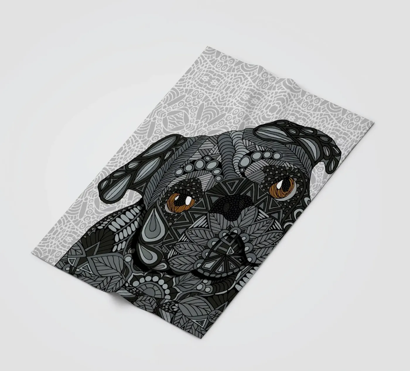 Black Pug Fleecedecke von Angelika Parker