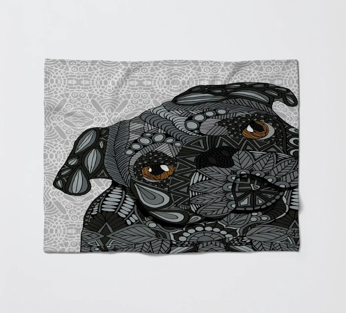Black Pug Fleecedecke von Angelika Parker