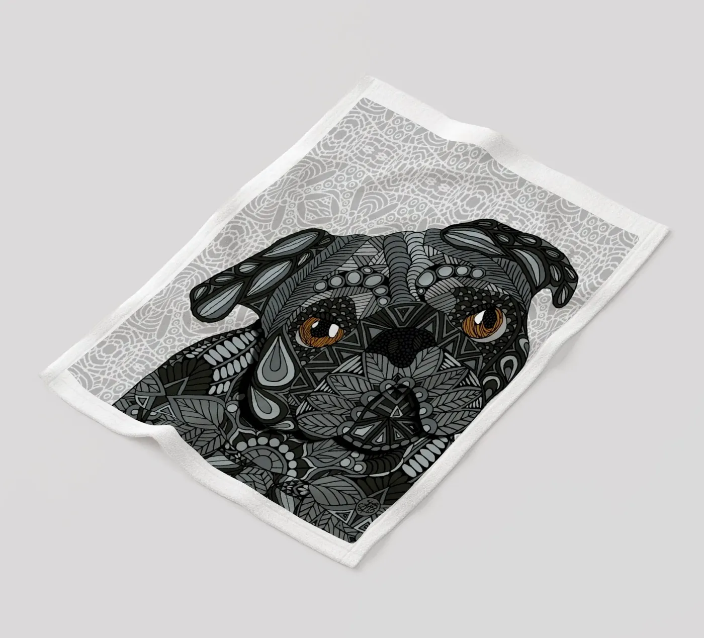 Black Pug Fleecedecke von Angelika Parker