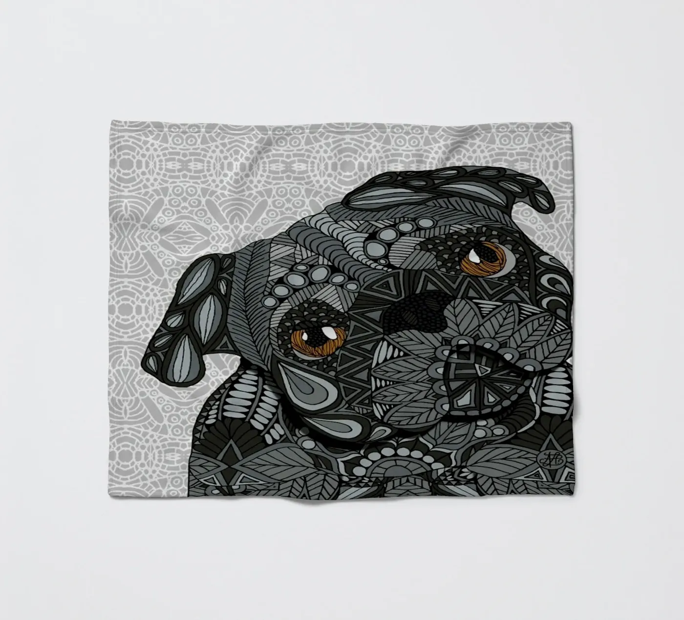 Black Pug Fleecedecke von Angelika Parker
