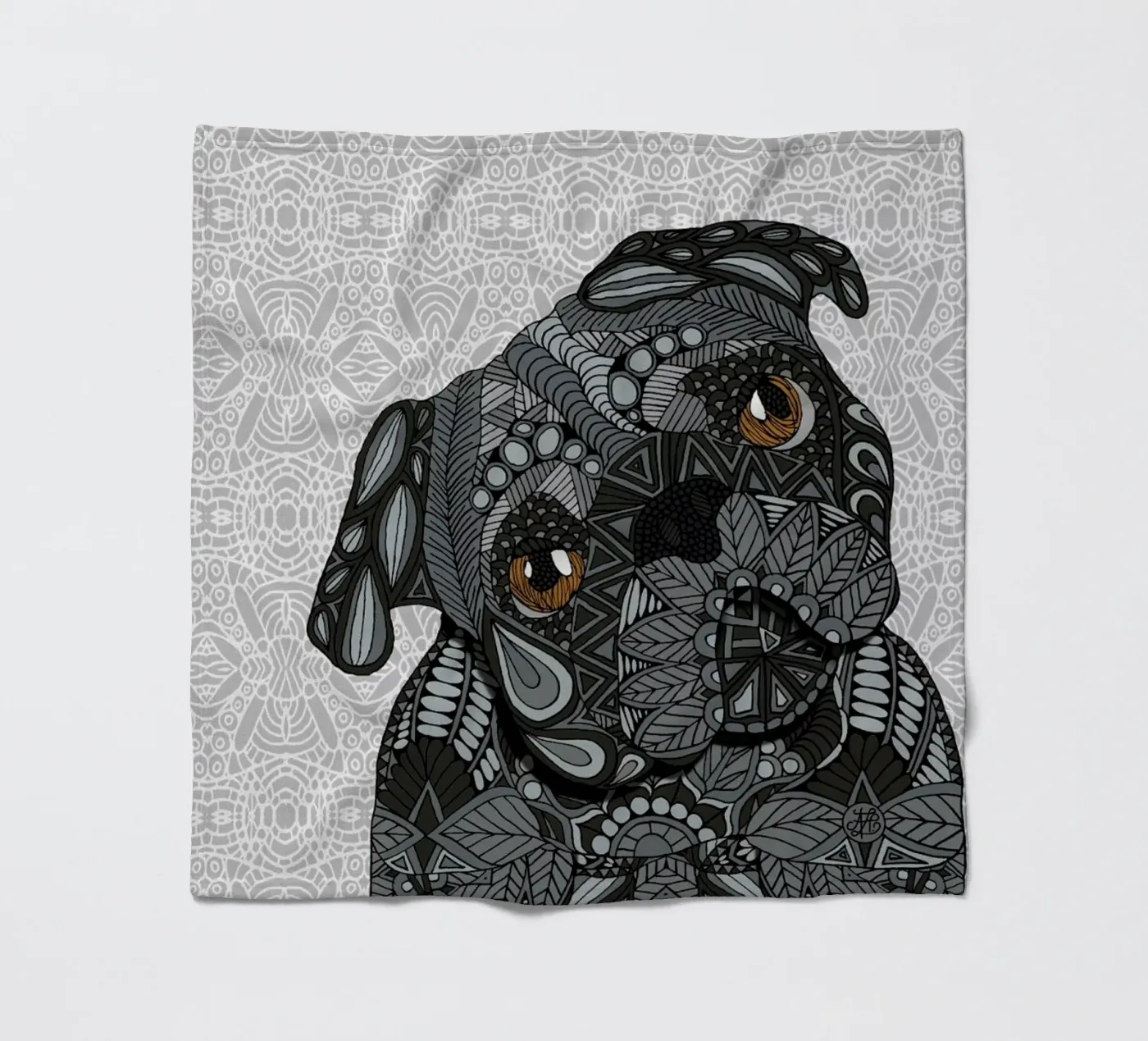 Black Pug Fleecedecke von Angelika Parker