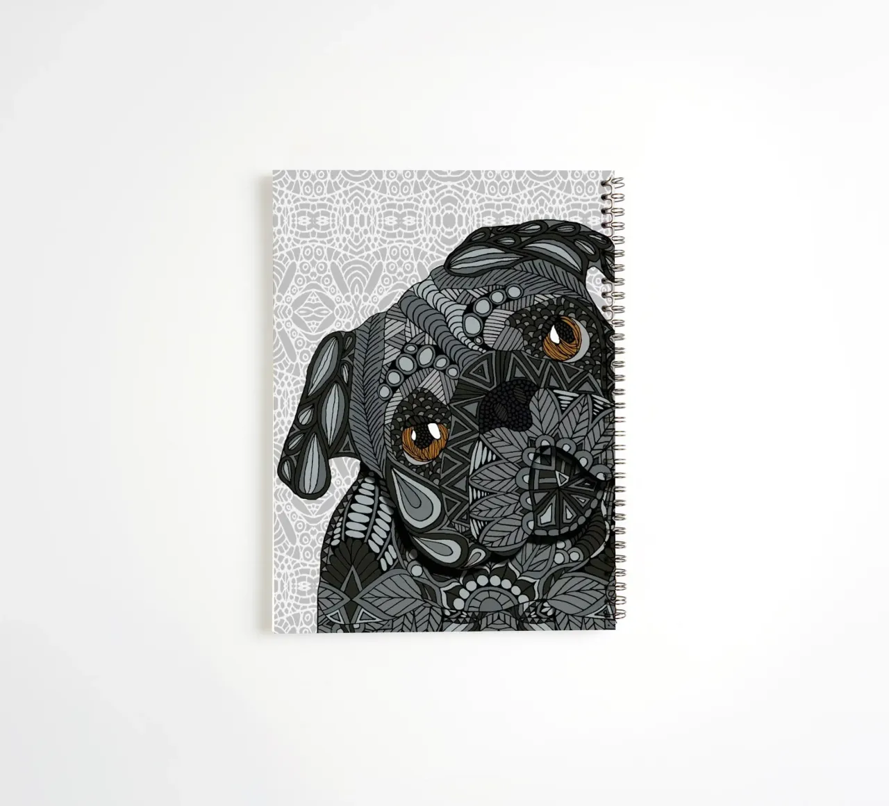 Black Pug spiral notebook by Angelika Parker