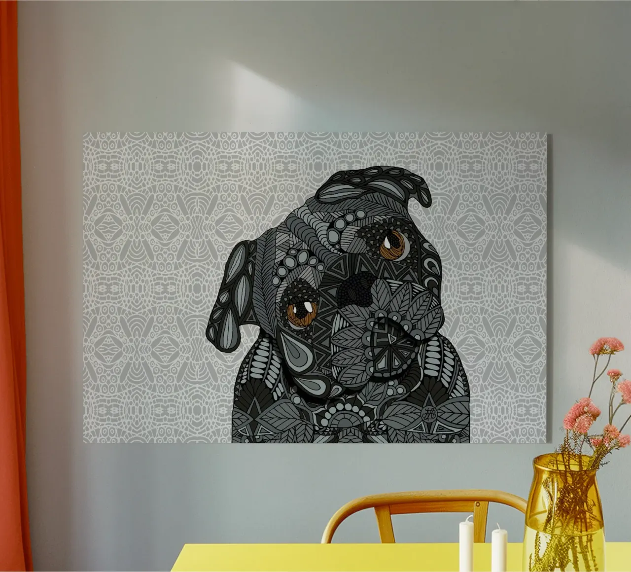 Black Pug plexiglass da Angelika Parker