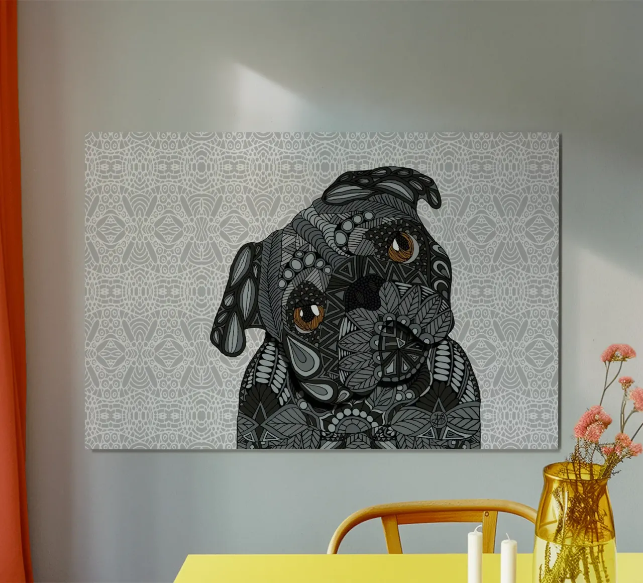 Black Pug poster da Angelika Parker