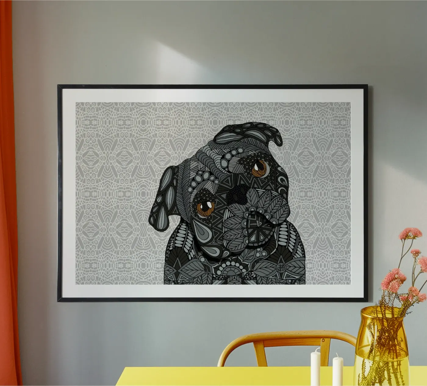 Black Pug poster da Angelika Parker