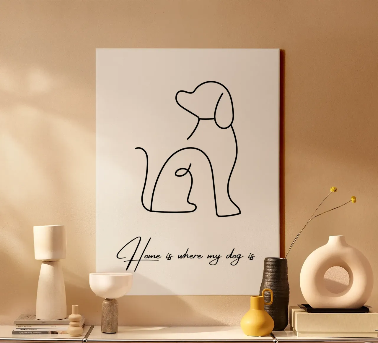 Home is where my dog is canvas with Floater frame by ArtDesign by KBK