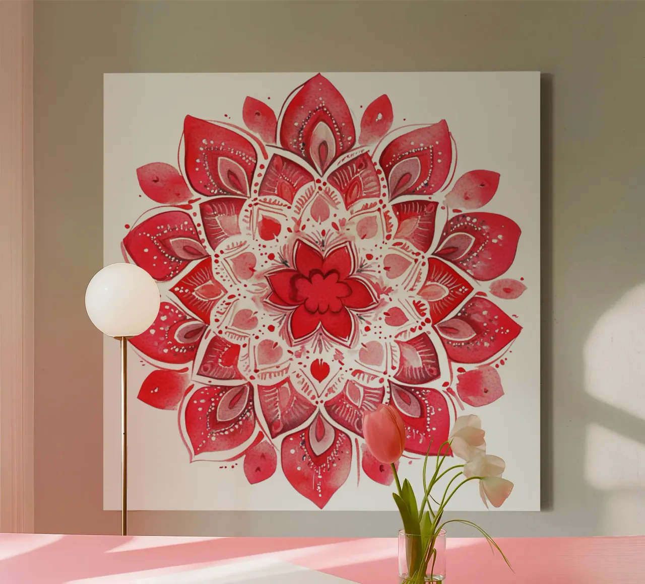 Mandala in aquarel canvas met Baklijst van Spiritual Touch