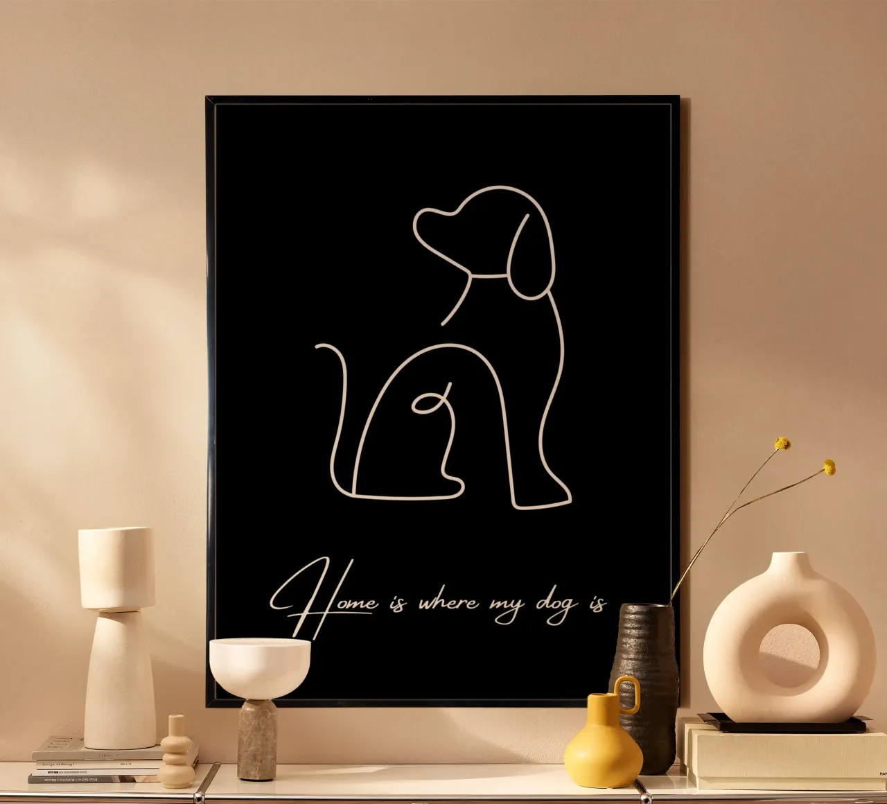Casa è dove si trova il mio cane II poster con telaio in plastica da ArtDesign by KBK