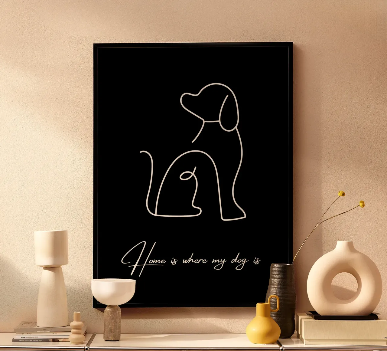 Casa è dove si trova il mio cane II poster con telaio in plastica da ArtDesign by KBK
