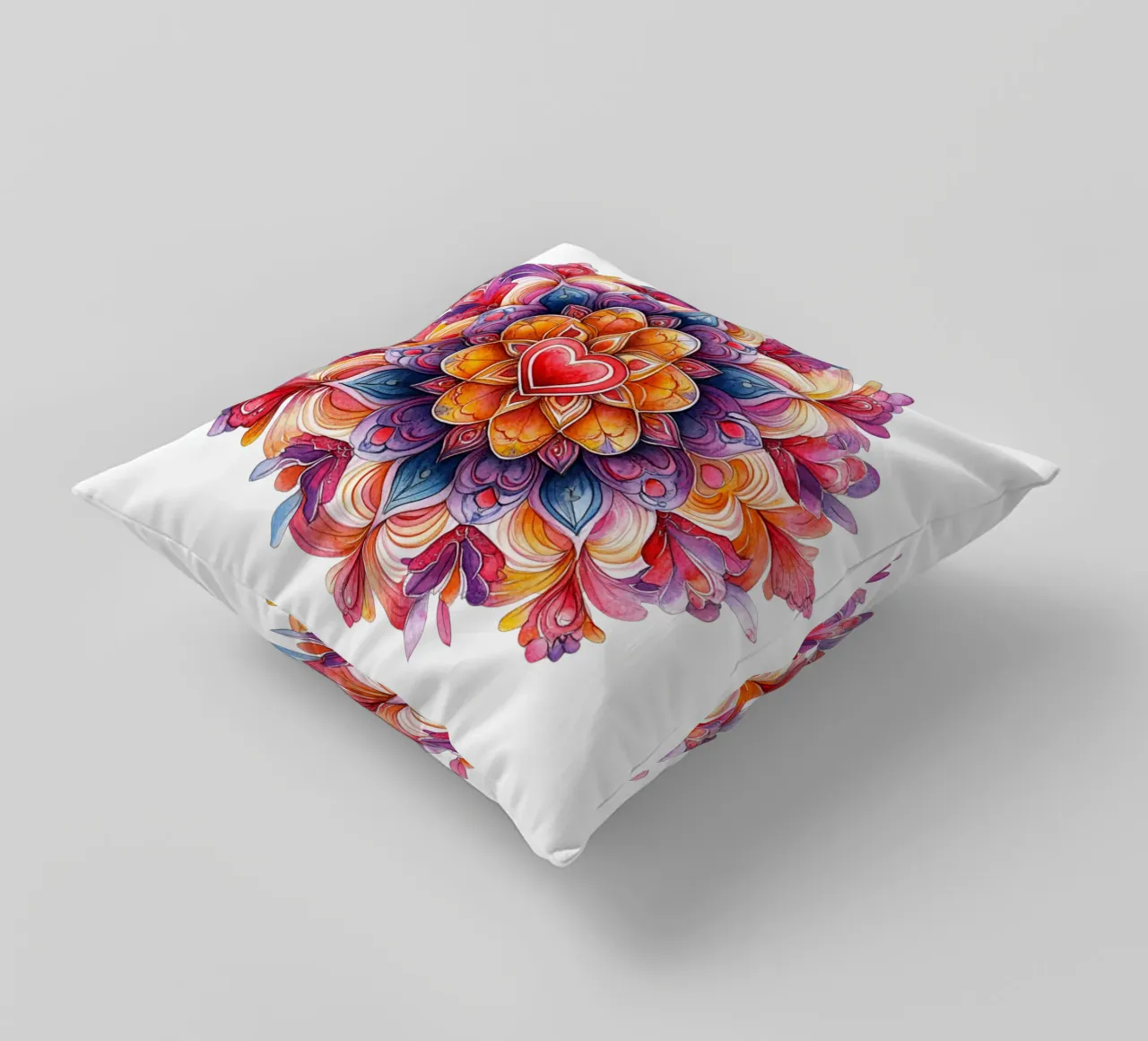Mandala dell'amore ad acquerello cuscino da Spiritual Touch