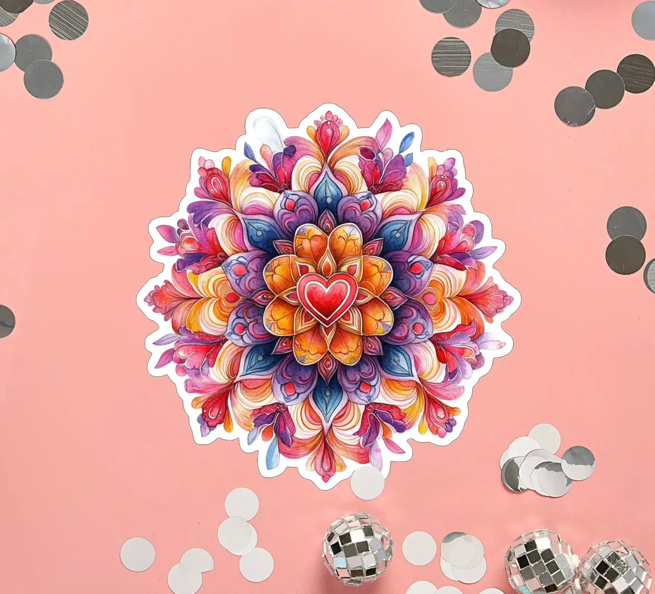 Mandala del amor en acuarela pegatina de Spiritual Touch