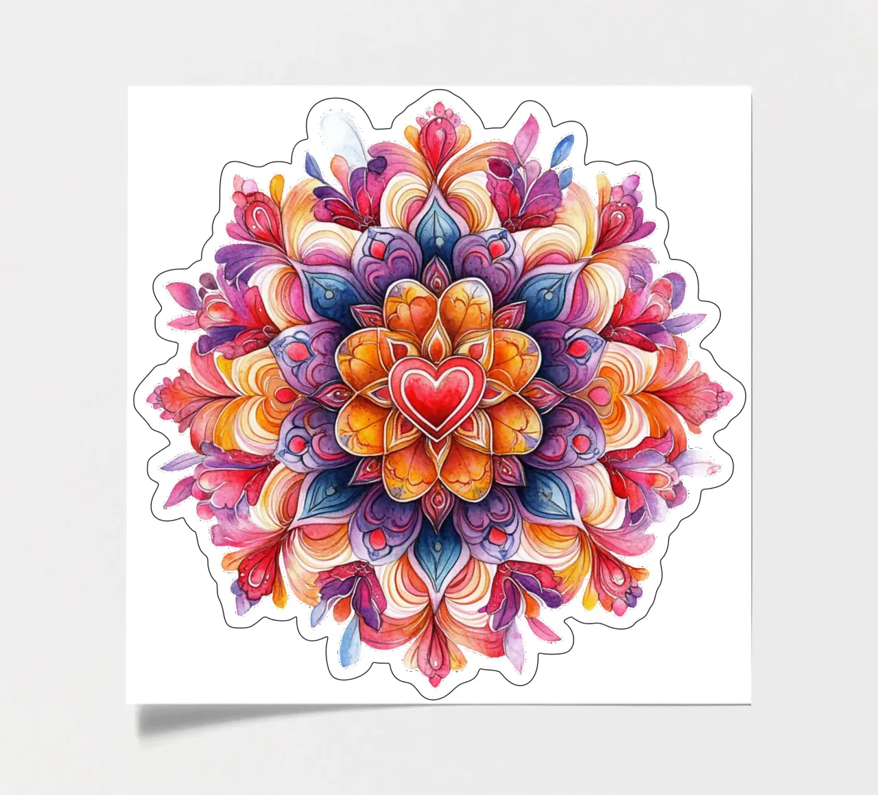 Aquarell-Liebes-Mandala Stickerbogen von Spiritual Touch