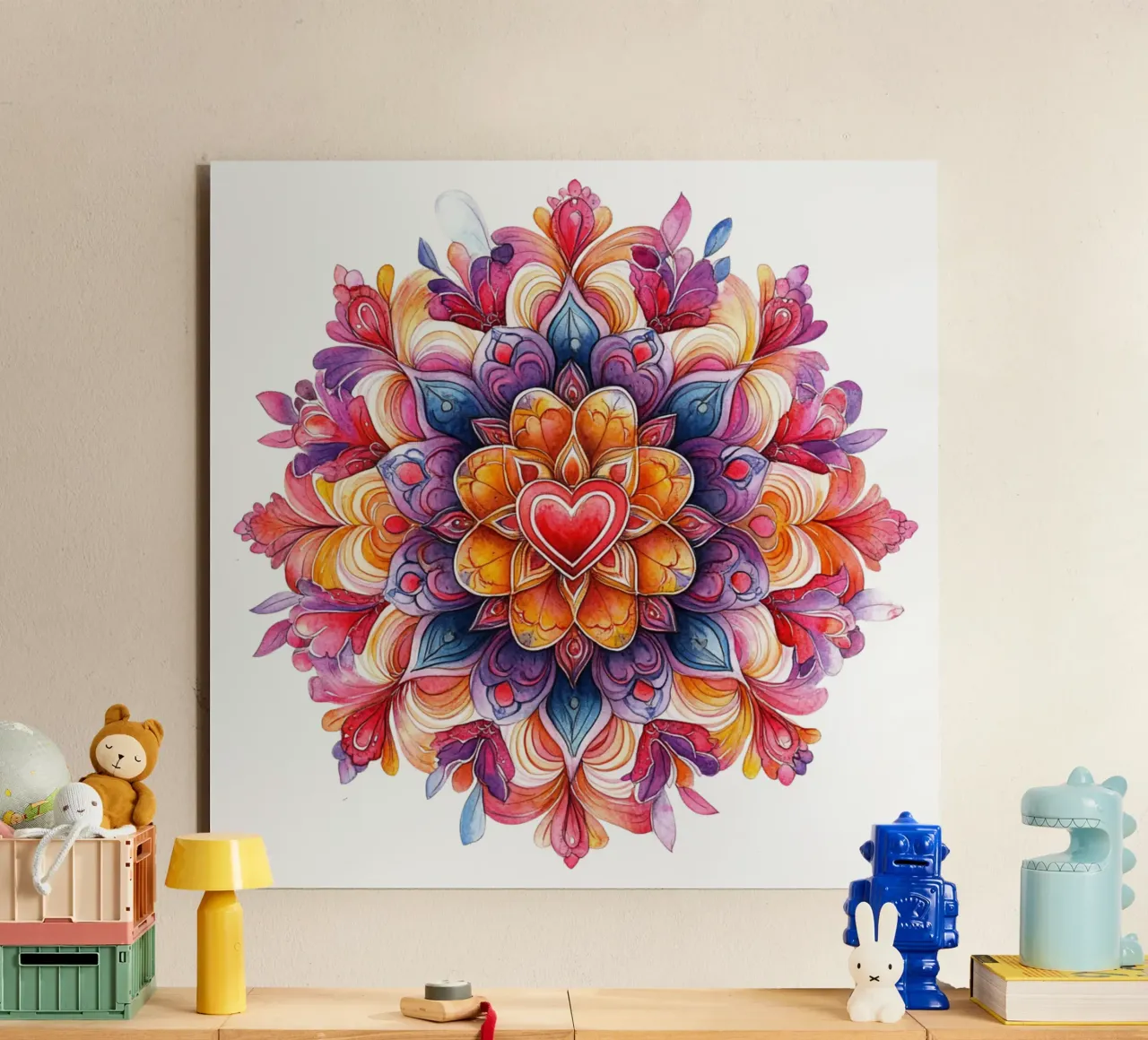 Mandala dell'amore ad acquerello alluminio dibond da Spiritual Touch