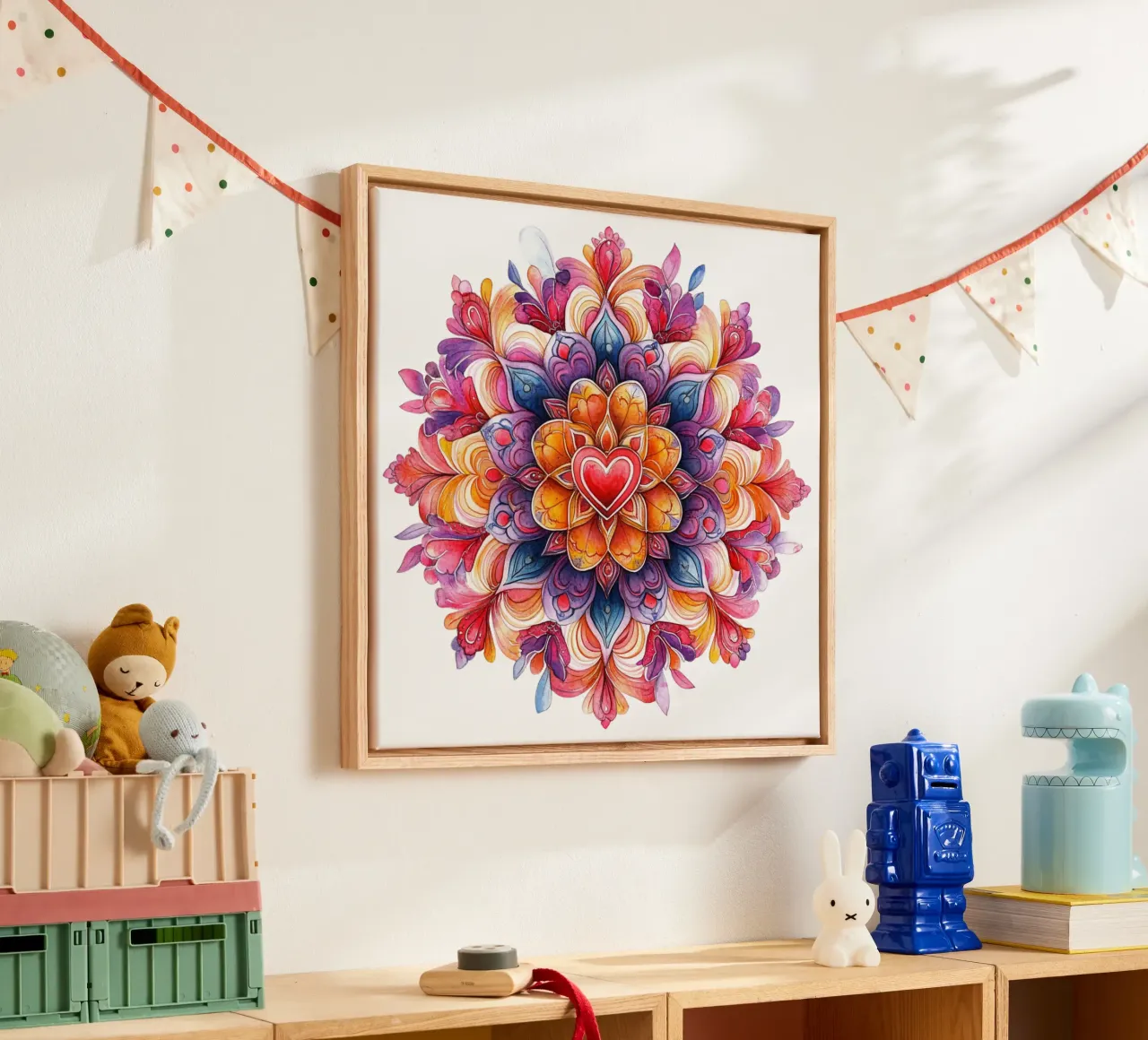 Mandala dell'amore ad acquerello tela con Cornice a cassetta da Spiritual Touch