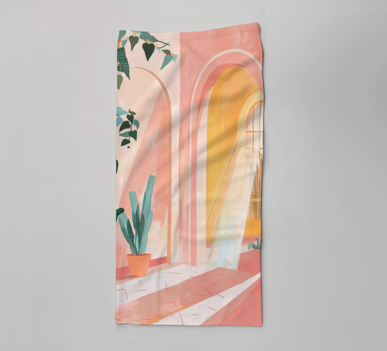 Abstract Poster, Colorful Wall Art, Pastel Mediterranean Art towel by Boheme