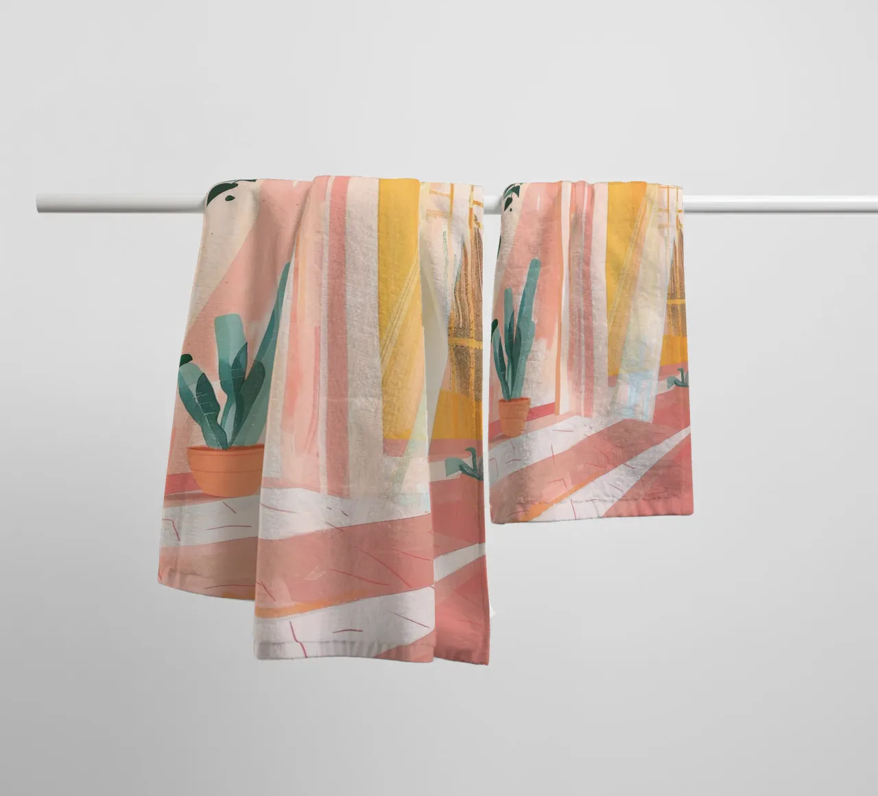 Abstract Poster, Colorful Wall Art, Pastel Mediterranean Art towel by Boheme