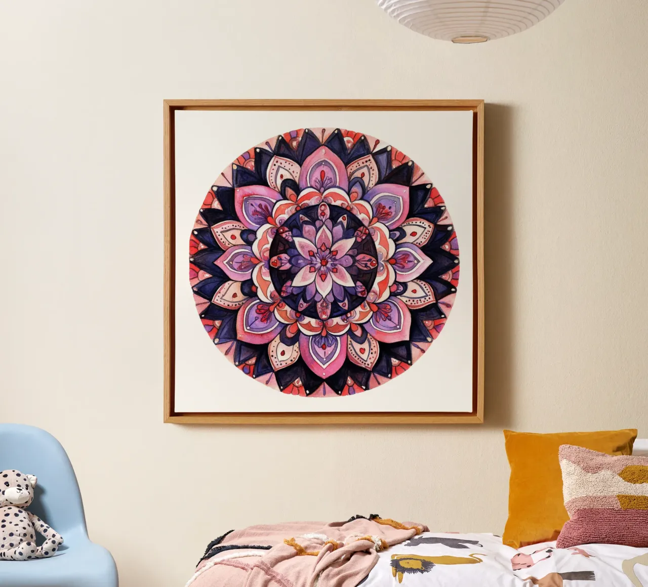 Mandala in aquarel canvas met Baklijst van Spiritual Touch