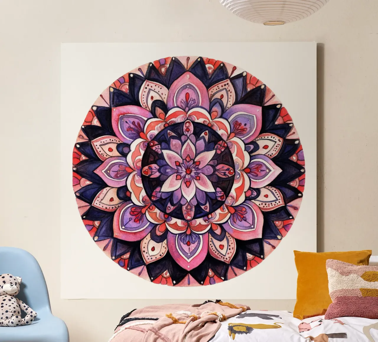 Mandala in aquarel canvas met Baklijst van Spiritual Touch