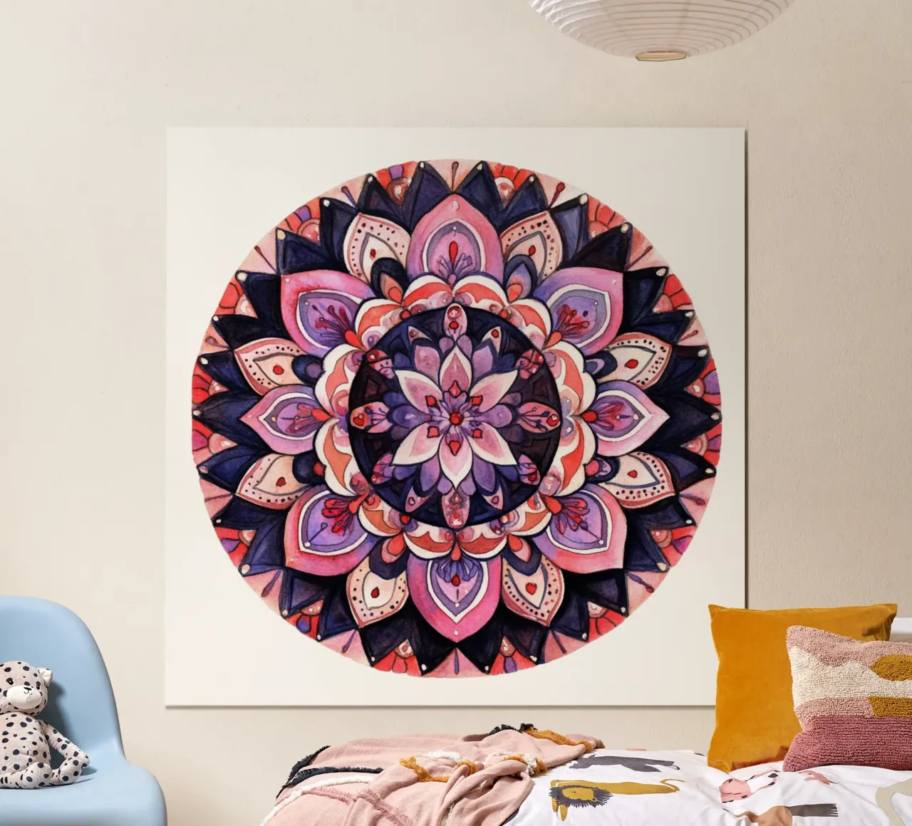 Mandala dell'amore ad acquerello poster con telaio in alluminio da Spiritual Touch