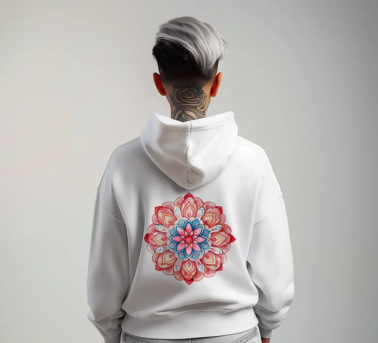 Mandala dell'amore ad acquerello felpa con cappuccio da Spiritual Touch