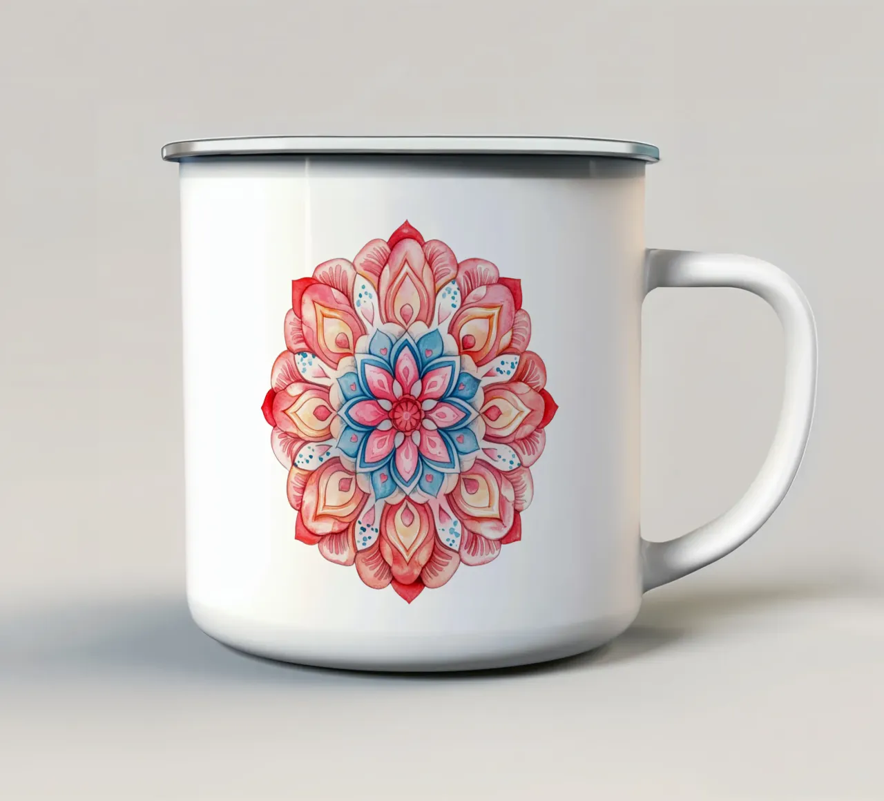 Mandala dell'amore ad acquerello tazza in smalto da Spiritual Touch