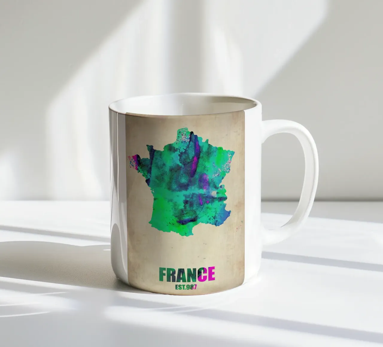 France Watercolor Map ceramic mug by Naxart