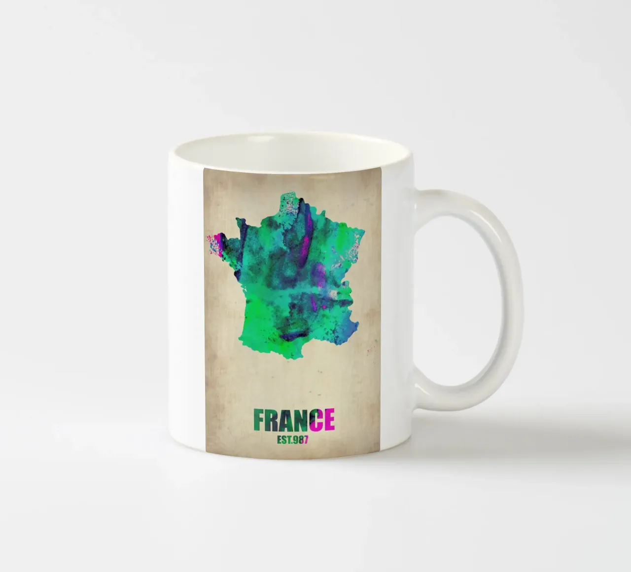France Watercolor Map ceramic mug by Naxart